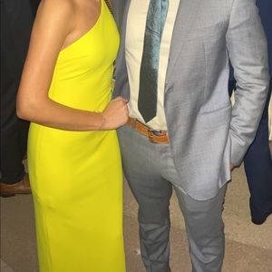 Yellow one shoulder full length gown